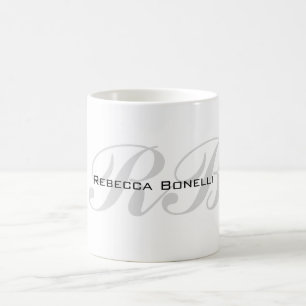 White Grått Monogram Namn Initialer Plain Snyggt Kaffemugg
