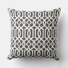 White Grått Moroccan Trellis Decor Pillow Kudde