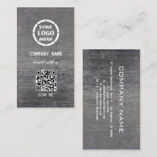 White Grått Professionell Design Modern QR-kod Visitkort