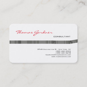 White Grått Red Handwrite Plain Modern Minimalist Visitkort