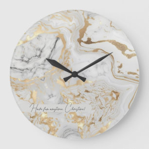 White Grått Sand faux golden Marble struktur anpas Stor Klocka