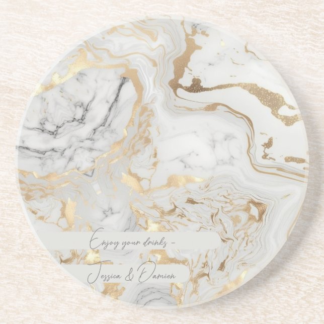 White Grått Sand faux golden Marble struktur anpas Underlägg (Framsidan)