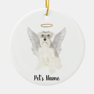 White Grått Schnauzer Sympathy Memorial Julgransprydnad Keramik