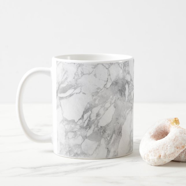 White Gray Marble Classic Elegant Beauty Glitz Kaffemugg (Med munk)