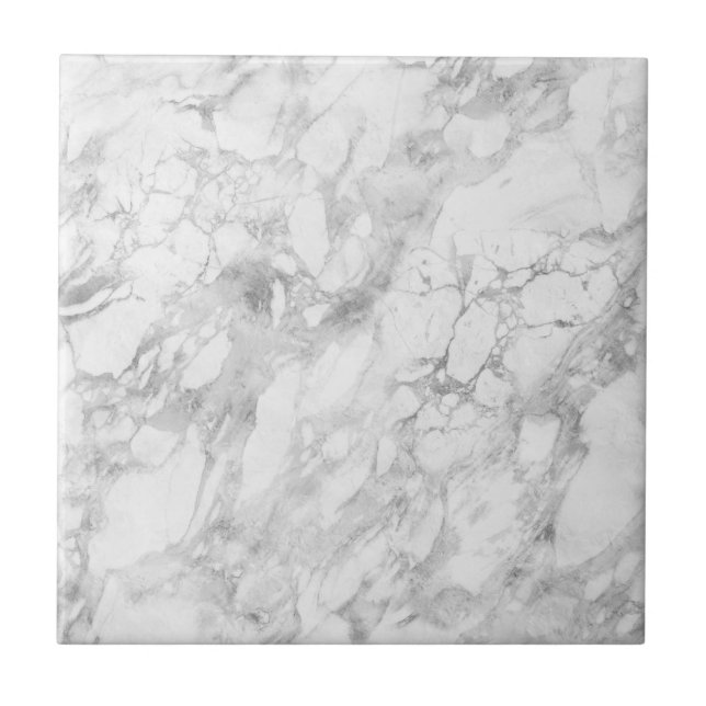 White Gray Marble Classic Elegant Beauty Glitz Kakelplatta (Framsidan)