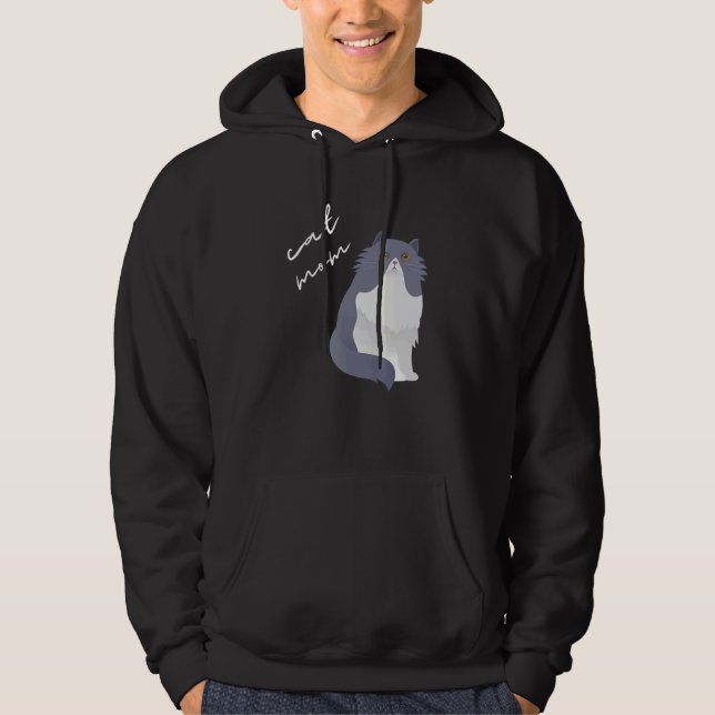 White & Gray Persian Cat Mom For Cat Hoodie (Framsida)