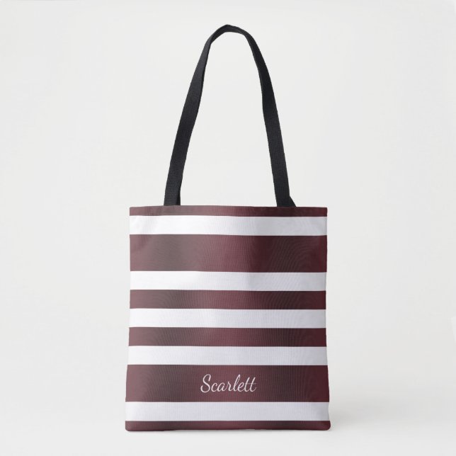 White Grayish Burgundy Red stripe Tygkasse (Framsida)