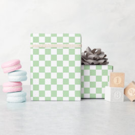 White & Green Checkerboard Wrapping Paper Roll Presentpapper