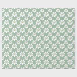 White Green Daisy Pattern  Presentpapper