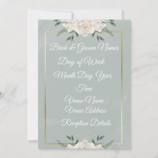 White & Green Modern Minimalist Wedding Invitation Inbjudningar