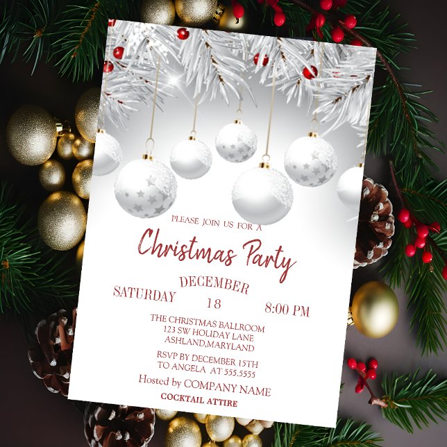 White Grenar Bollar julfirman Party Inbjudningar (Skapare uppladdad)