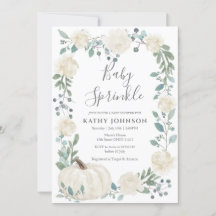 White Grey Pumpkin Baby Sprinkle-inbjudan