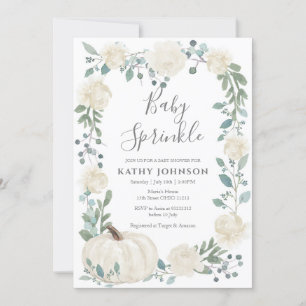 White Grey Pumpkin Baby Sprinkle-inbjudan Inbjudningar