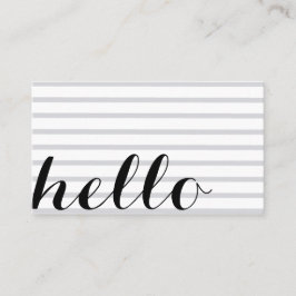 White grey simple elegant minimalist "hello" card visitkort
