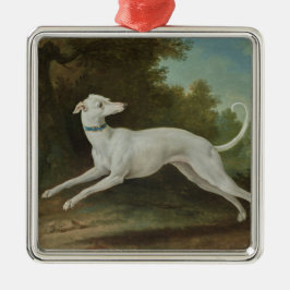 White Greyhound Hund (av Jean-Baptiste Oudry) Julgransprydnad Metall