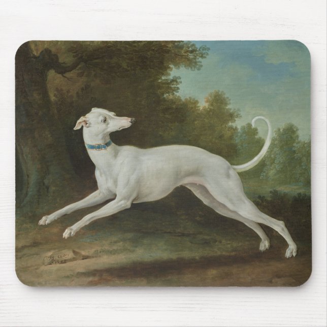 White Greyhound Hund (av Jean-Baptiste Oudry) Musmatta (Framsidan)
