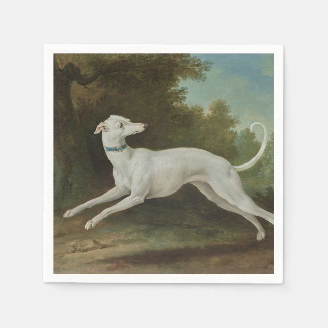 White Greyhound Hund (av Jean-Baptiste Oudry) Pappersservett (Framsidan)