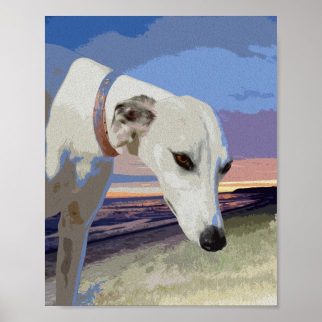 White Greyhound Oil Paint, Poster (Framsidan)