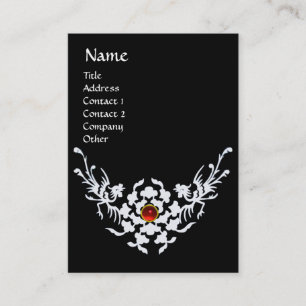 WHITE GRIFFINS RED RUBY MONOGRAM Black Visitkort