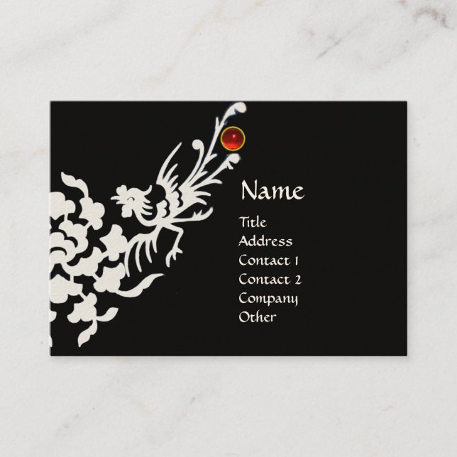 WHITE GRIFFINS RED RUBY MONOGRAM Black Visitkort (Framsida)