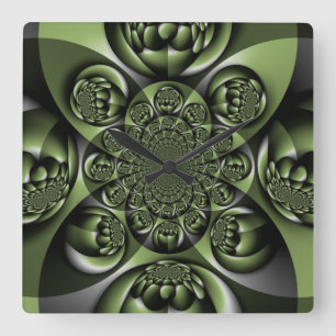 White Grönt Forest Mini Spheres Fyrkantig Klocka