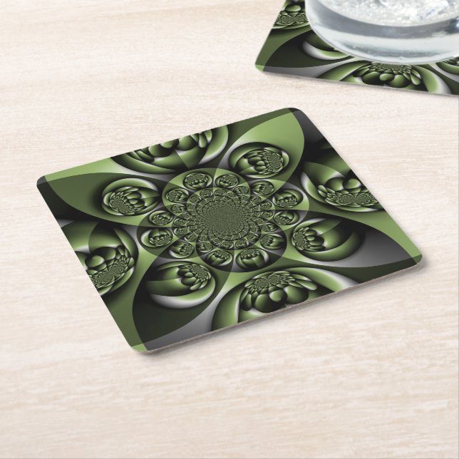 White Grönt Forest Mini Spheres Underlägg Papper Kvadrat (Vinklad)