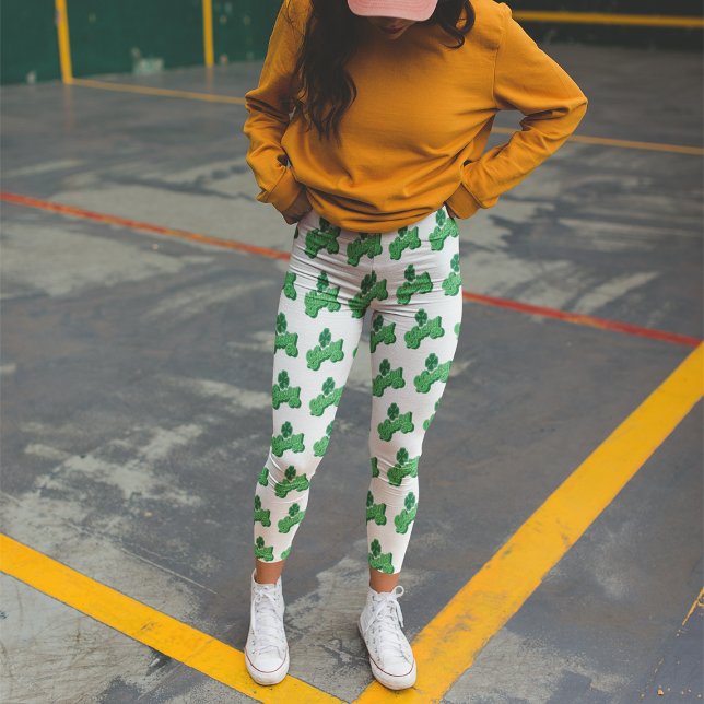 White Grönt Lucky Klöver Löv St. Patrick's Day Leggings (Skapare uppladdad)