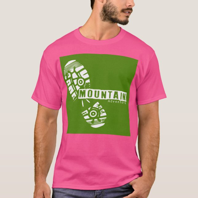 White Grönt Man Step Mountain Äventyr Active T Shirt (Framsida)