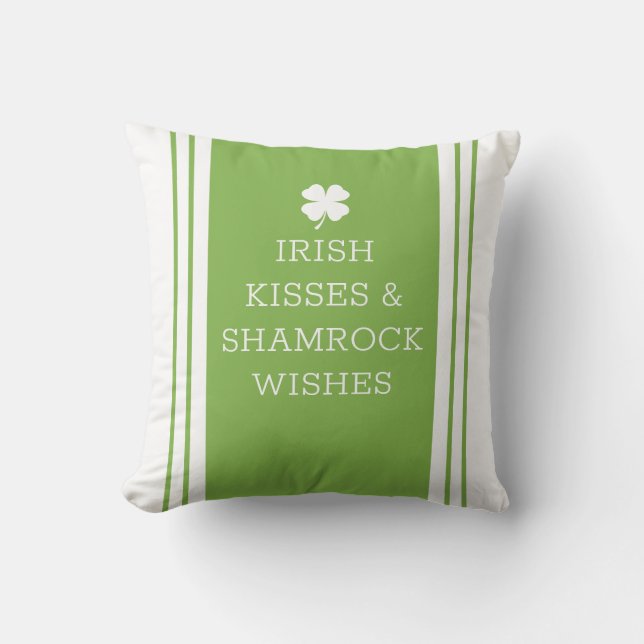 White Grönt Personalize Message Klöver Löv Kudde (Framsida)