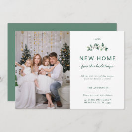 White Grönt Snö Berries New Home Family Photo Julkort