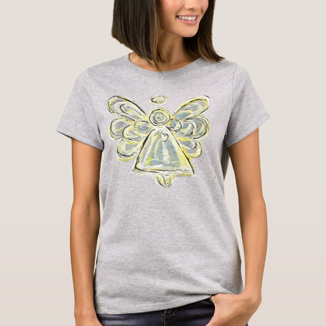 White Guardian Angel Anpassningsbar Helgdag Art T- T Shirt (Framsida)