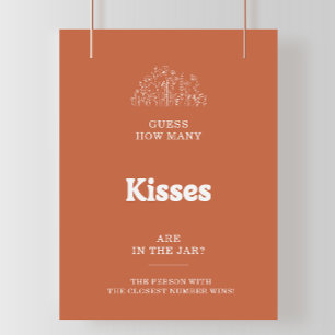 White Guess How Many Kisses Bröllopsduschspel  Poster