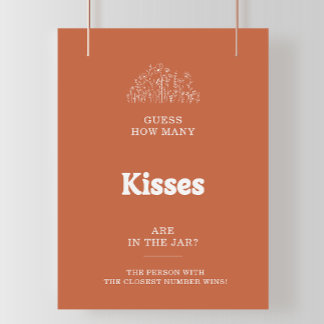 White Guess How Many Kisses Bröllopsduschspel  Poster