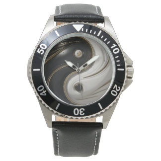 White Guld and Black Snyggt Yin Yang Watch Armbandsur