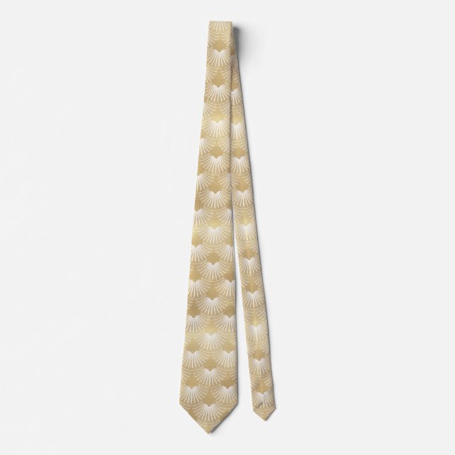 White & Guld Artdeco Geometric Mönster Slips (Framsida)
