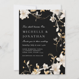 White Guld Black Modern Christian Bible Bröllop Inbjudningar