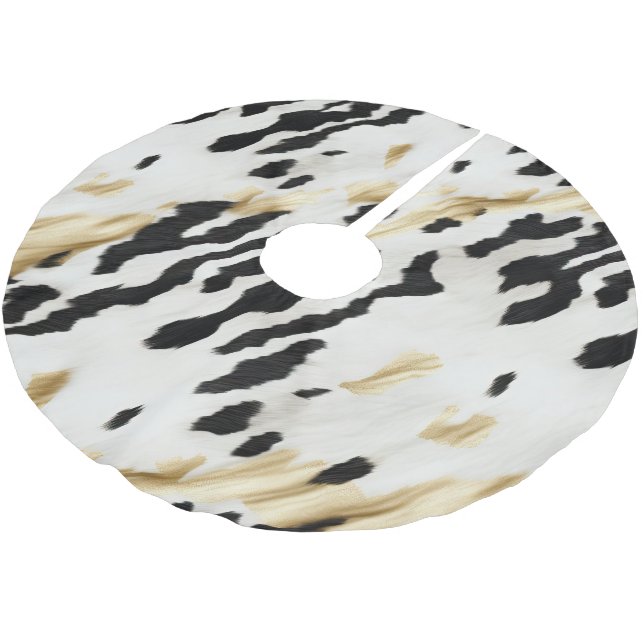 White Guld Black Southwest Cowhide Julgransmatta Borstad Polyester (Vinklad)