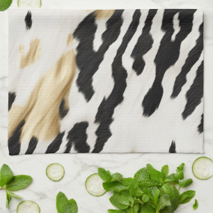 White Guld Black Southwest Cowhide Kökshandduk