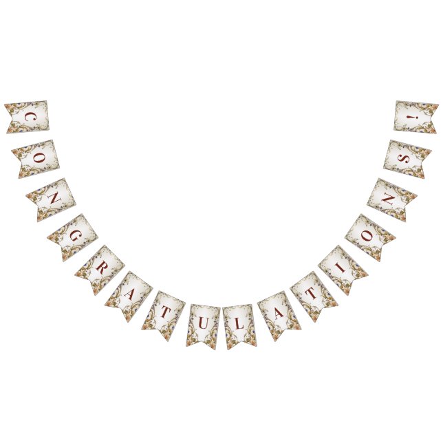 White Guld Blommigt Bunting Flagga (Alla)