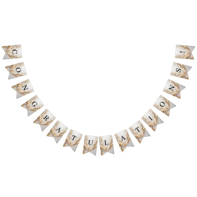 White Guld Blommigt Bunting Flagga (Alla)