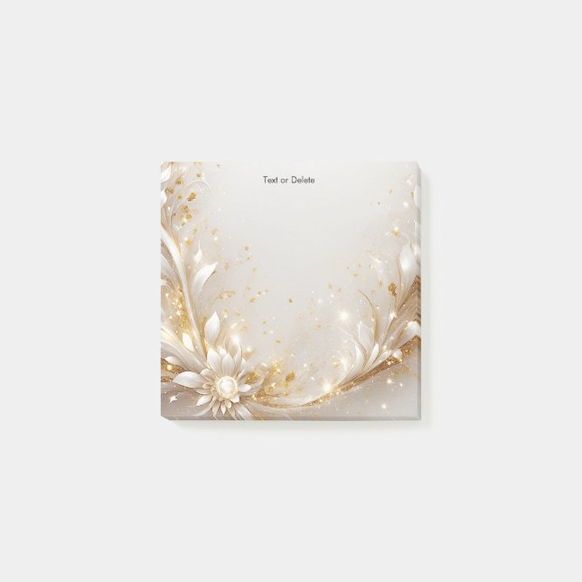 White Guld Blommigt Post it Notes Post-it Block (Framsida)