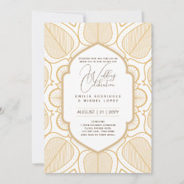 White Guld Bröllop Theme Ornate Elegant Classy Inbjudningar