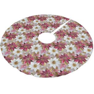 White Guld Burgundy Rosa jul Poinsettias Julgransmatta Borstad Polyester