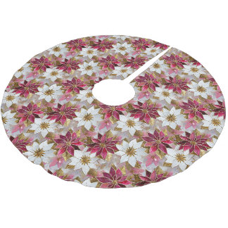 White Guld Burgundy Rosa jul Poinsettias Julgransmatta Borstad Polyester