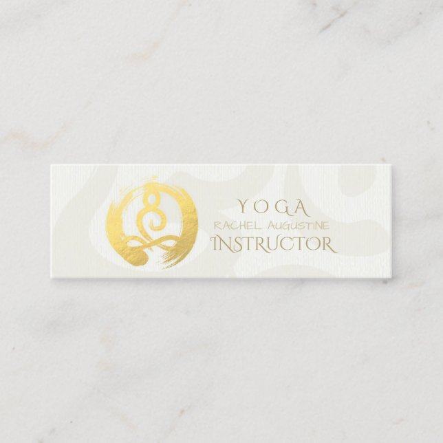 White Guld Calligraphy Yoga Meditation ZEN Symbol Mini Visitkort (Framsida)
