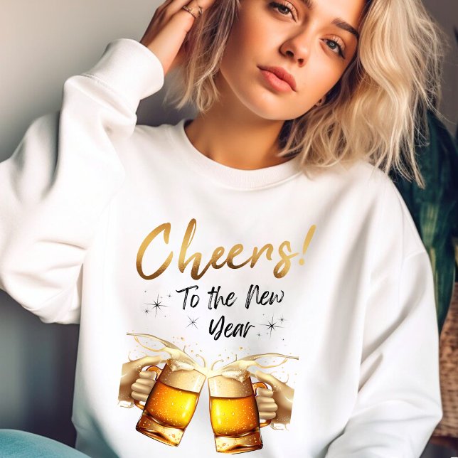 White & Guld Cheers till Nyårsafton Party 2024 T Shirt (White & Gold Cheers to New Years Eve Party 2024 Sweatshirt)