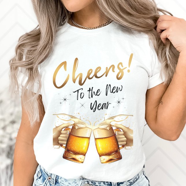 White & Guld Cheers till Nyårsafton Party 2024 T Shirt (White & Gold Cheers to New Years Eve Party 2024 T-Shirt)