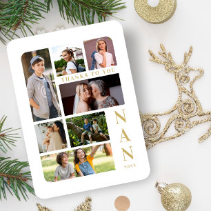 White & Guld Classic 7 Multi Photos Collage Family Magnet