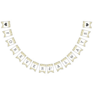 White & Guld Confetti Bröllop Forever Vimplar