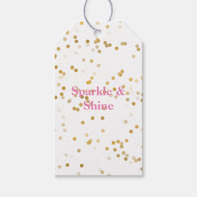 White Guld Confetti Presentetikett (Framsidan)
